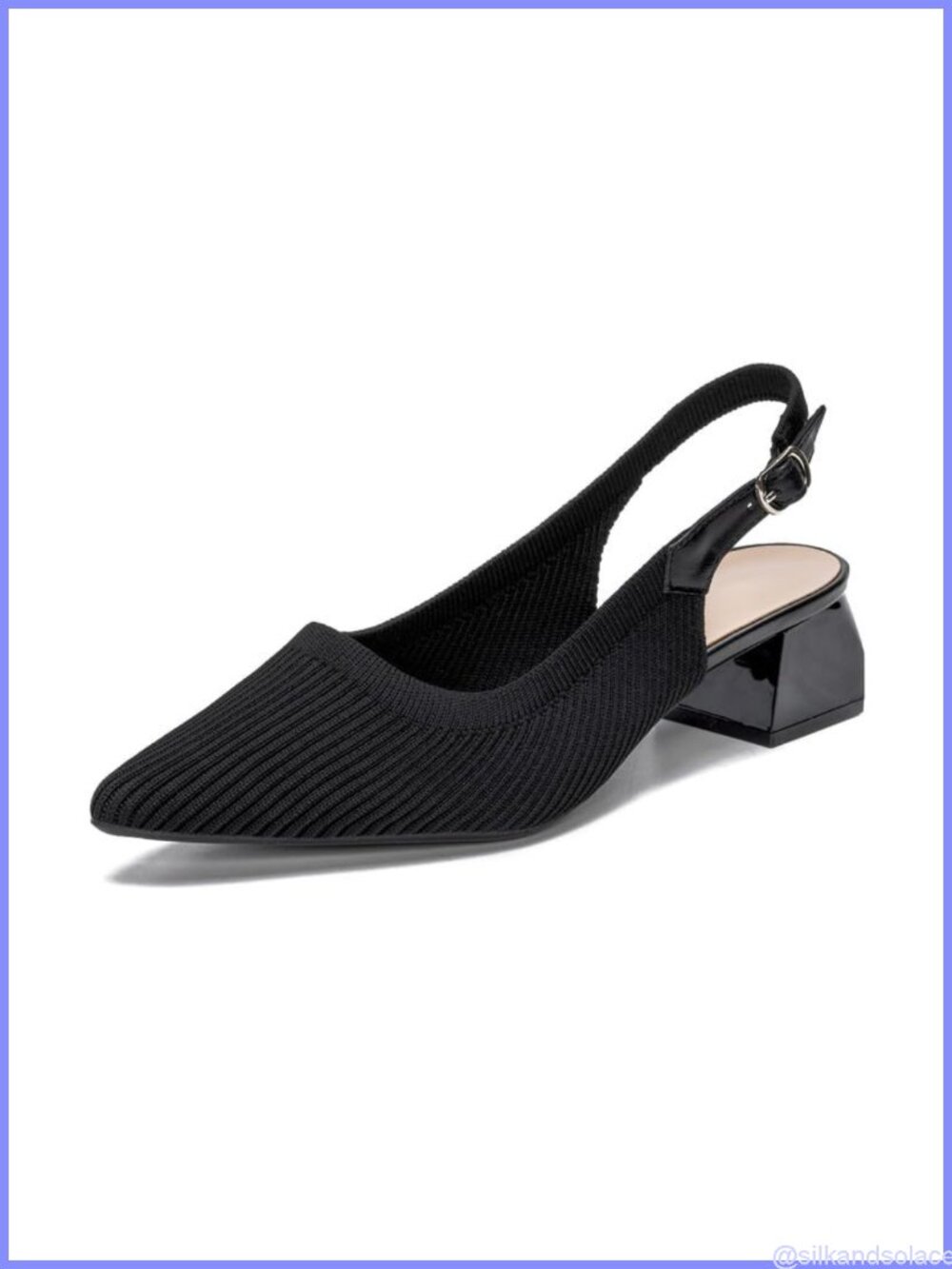 Women's Adjustable Slingback Block Heels Pointed Toe Office